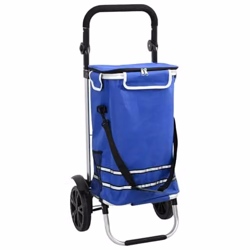 vidaXL Shopping Trolley in Blue, W/D/H: 36.5 x 46.5 x 100.5 cm