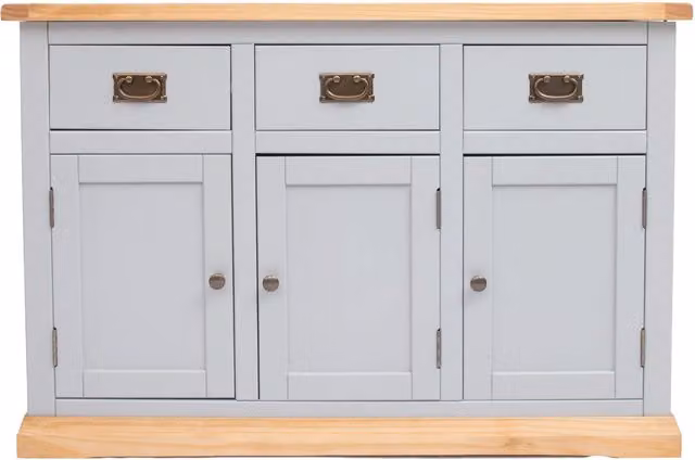 Cabinet Bits Bomporto Grey Waxed Pine 3 Door 3 Drawer Sideboard