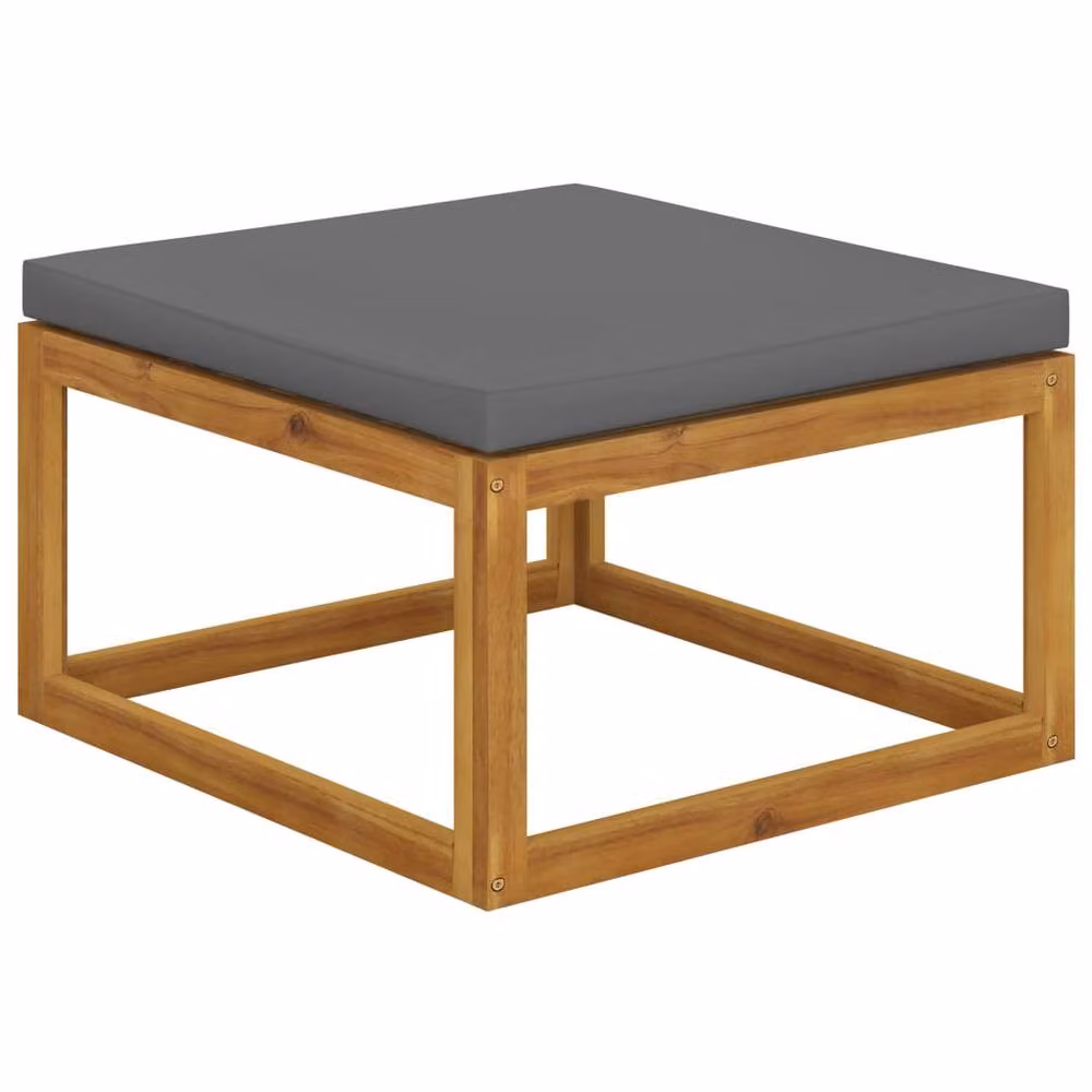 Berkfield Home Acacia Wood Garden Footrest with Dark Grey Cushion – 2