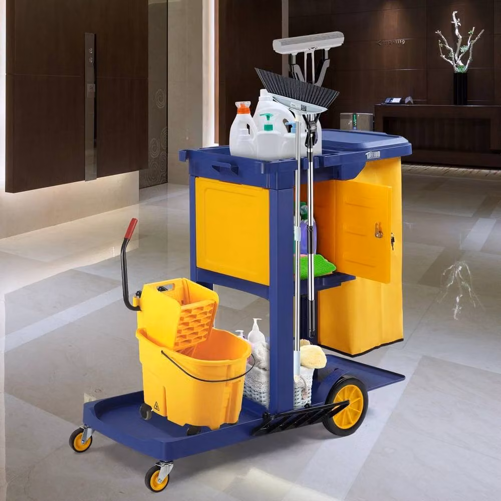EONLION Lightweight Cleaning Trolley on Wheels, Blue, Width: 100 cm – 2
