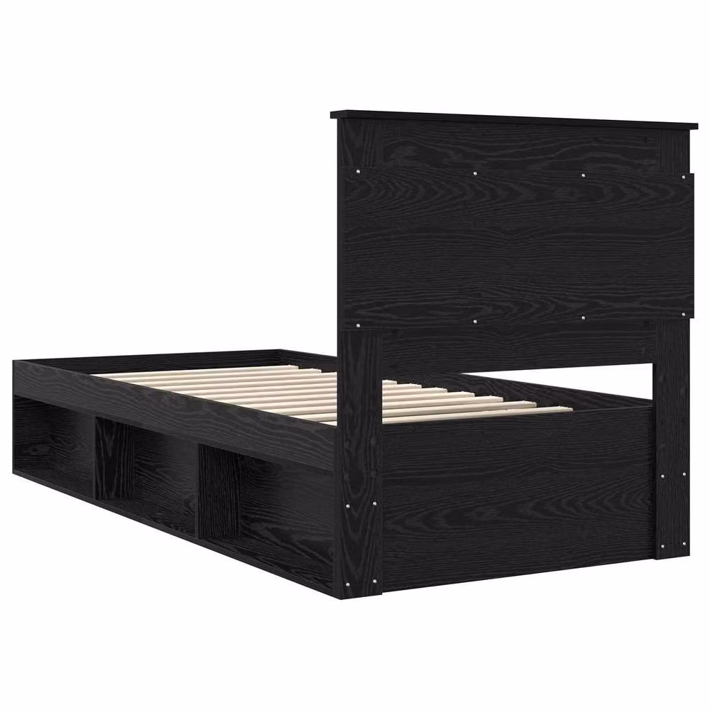 Berkfield Home Modern Bed Frame with Headboard in Black Pine Wood, W/D/H: 90 x 200 cm – 5