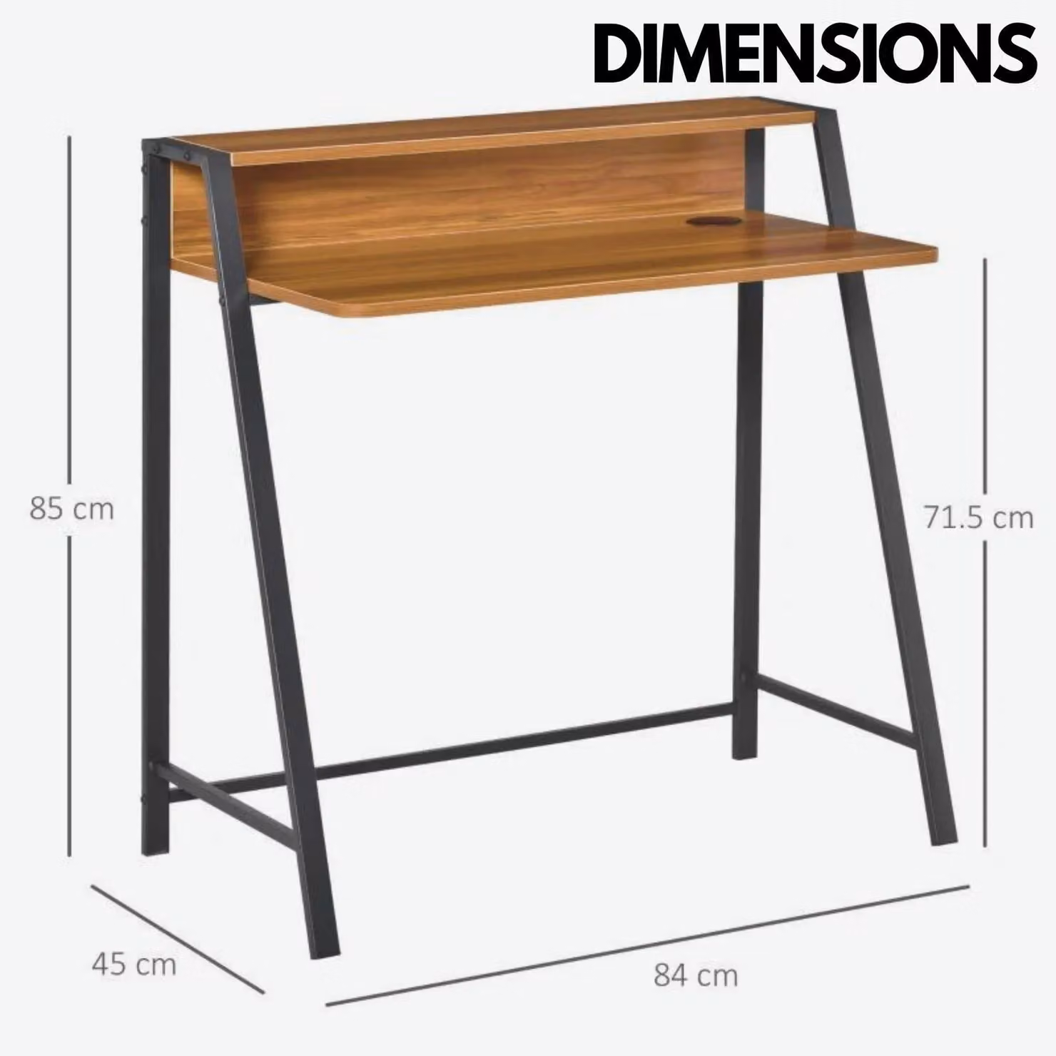 Rafaelo Mobilia Walnut Wide Computer Desk with Metal Frame in Dark Brown – 3