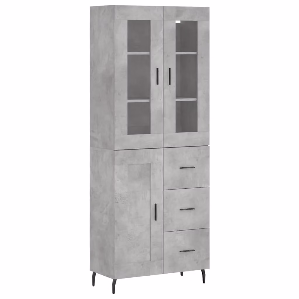 Berkfield Home Modern Highboard in Concrete Grey, W: 69.5 cm, D: 34 cm, H: 180 cm – 2