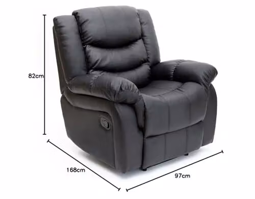 More4Homes Seattle Manual Recliner Armchair in Black Bonded Leather – 5