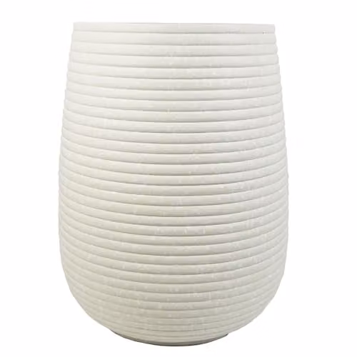 Leaf Large Rustic White Striped Plant Pots W/D/H: 30 x 41 x 30 cm