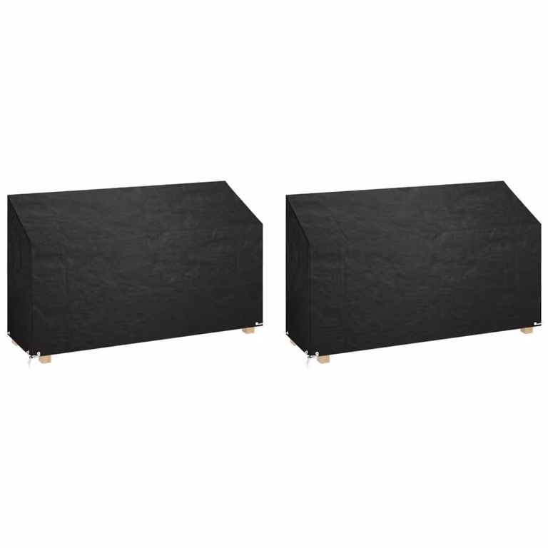 Berkfield Home Durable Water Repellent Garden Bench Covers, 2 Pack, Black, W: 210 cm, D: 70 cm, H: 70-88 cm