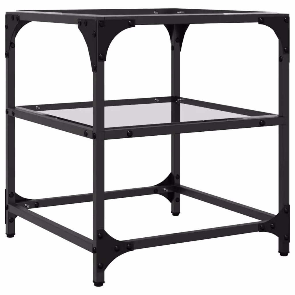 Berkfield Home Square Coffee Table with Transparent Glass Top and Black Steel Frame, W/D/H: 40 x 40 x 45 cm – 5