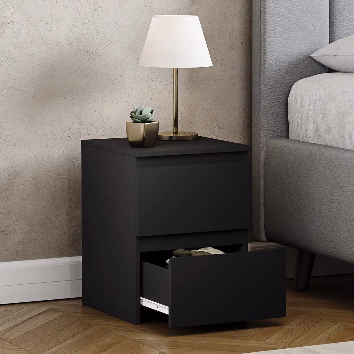 Vida Designs Denver 2 Drawer Bedside Cabinet in Black – 5