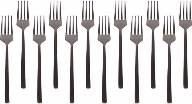 Argon Tableware Black Coated Stainless Steel Cake Forks, Set of 12