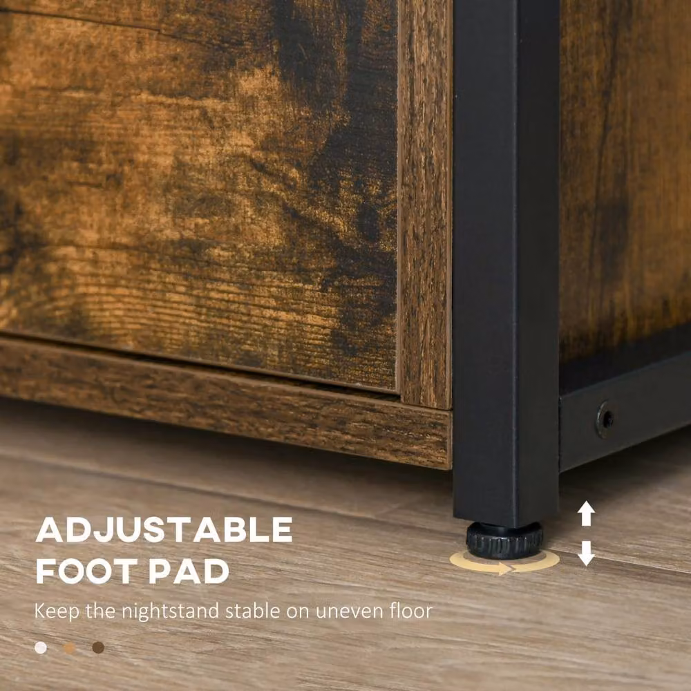 Wyld Haus Liri Hael Small Rustic Brown Bedside Table with 2 Drawers and Top Shelf – 5