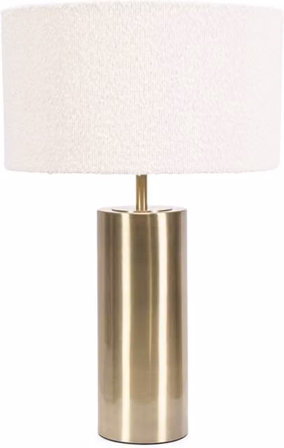 Lexy Dimmable Touch Table Lamp with Cream Boucle Shade and Bulb in Antique Brass and Beige