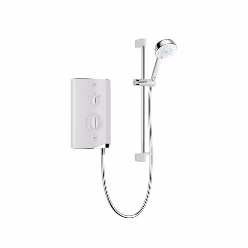 Mira Sport Single Outlet Electronic Electric Mains Shower, 9kW, White – 1