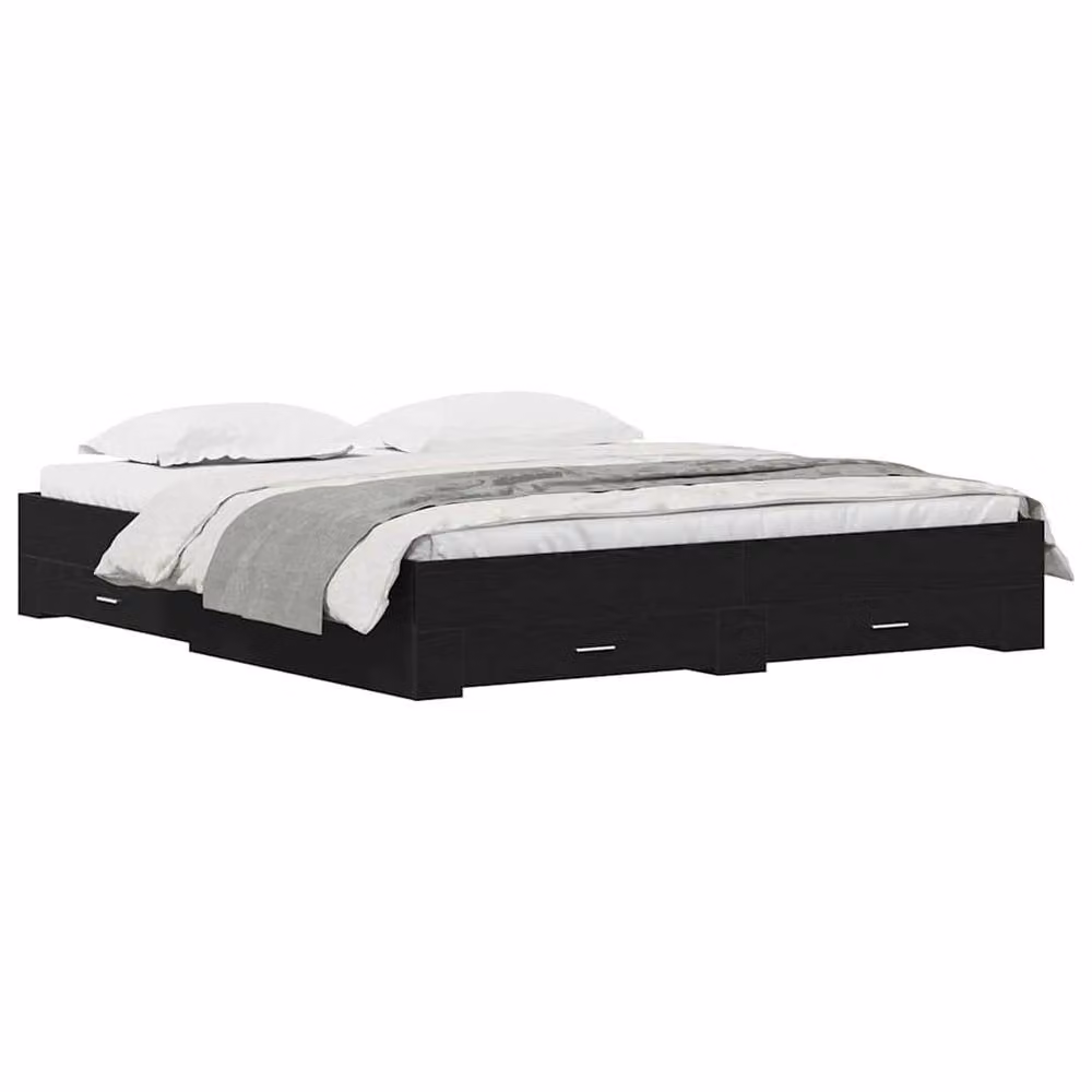 Berkfield Home Modern Bed Frame with Drawers in Black Oak, 180 x 200 cm – 3