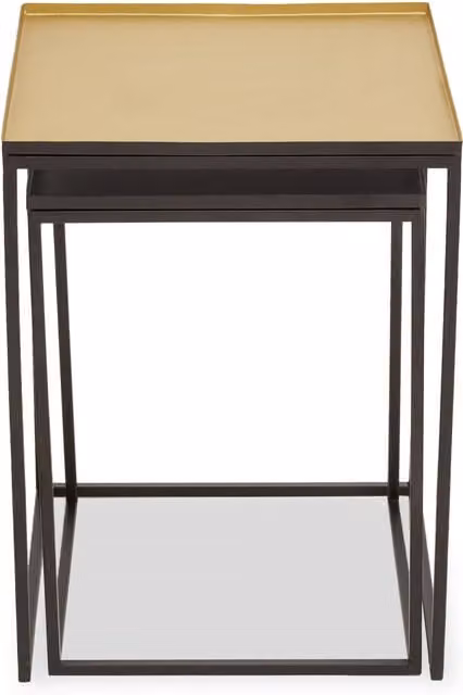 Orsina Modern Nest of 2 Square Metal Side Tables in Gold and Silver – 1