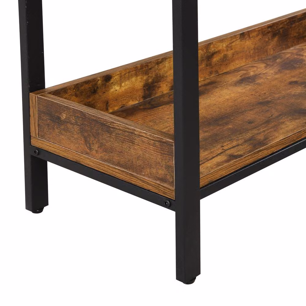 Mona Vale Furniture Rustic Industrial 4-Tier L-Shaped Corner Shelf Unit in Brown – 4