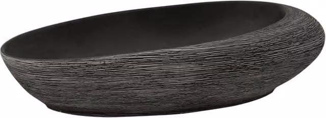 Berkfield Home Oval Ceramic Countertop Basin in Grey and Black, W: 59 cm, D: 40 cm, H: 14 cm