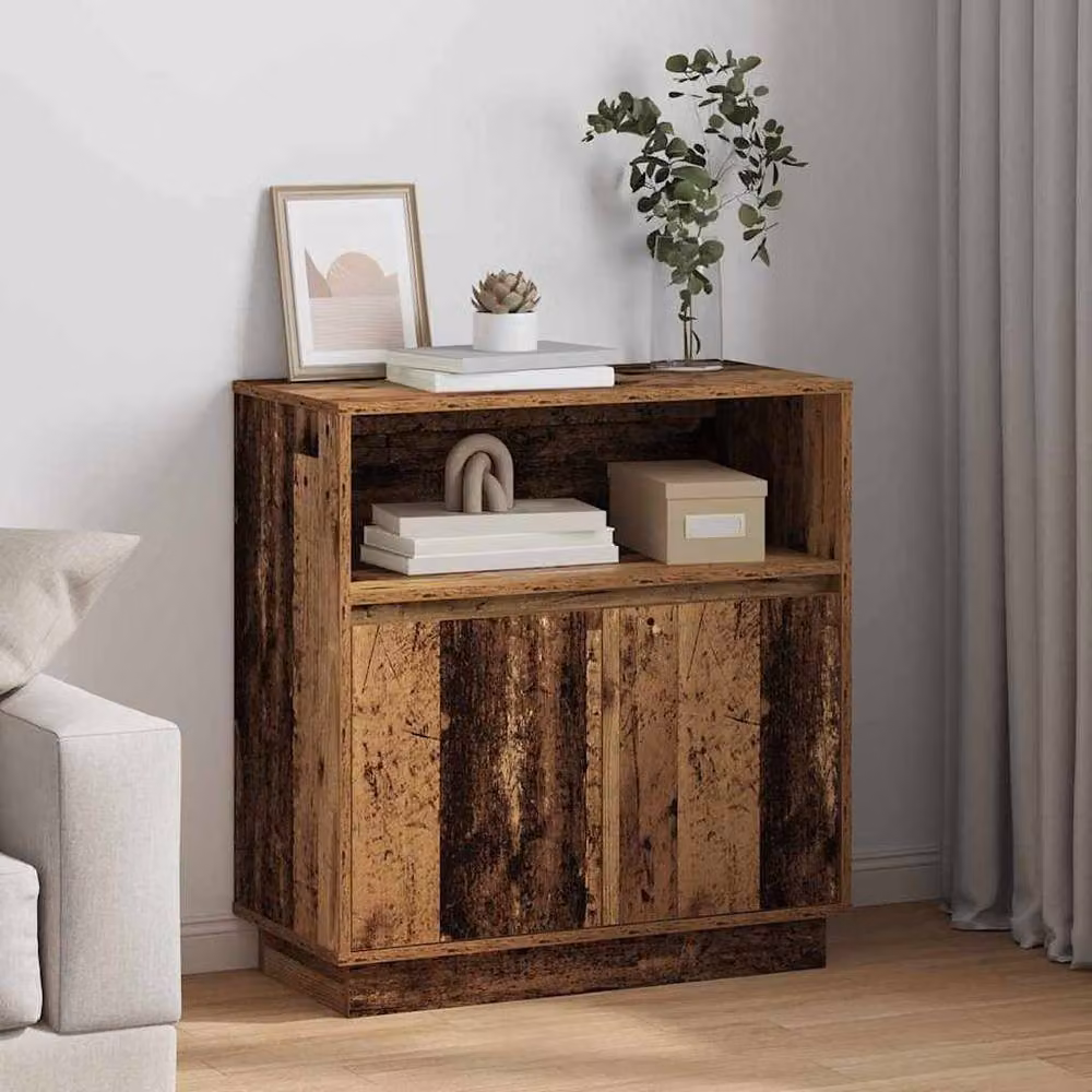 Berkfield Home Rustic Brown Engineered Wood Sideboard with Integrated LED Lighting, W/D/H: 75 x 34.5 x 71 cm – 2