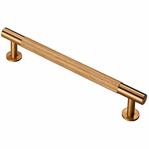 Loops Knurled Bar Door Pull Handle in Brass, W: 19 cm, D: 1.3 cm