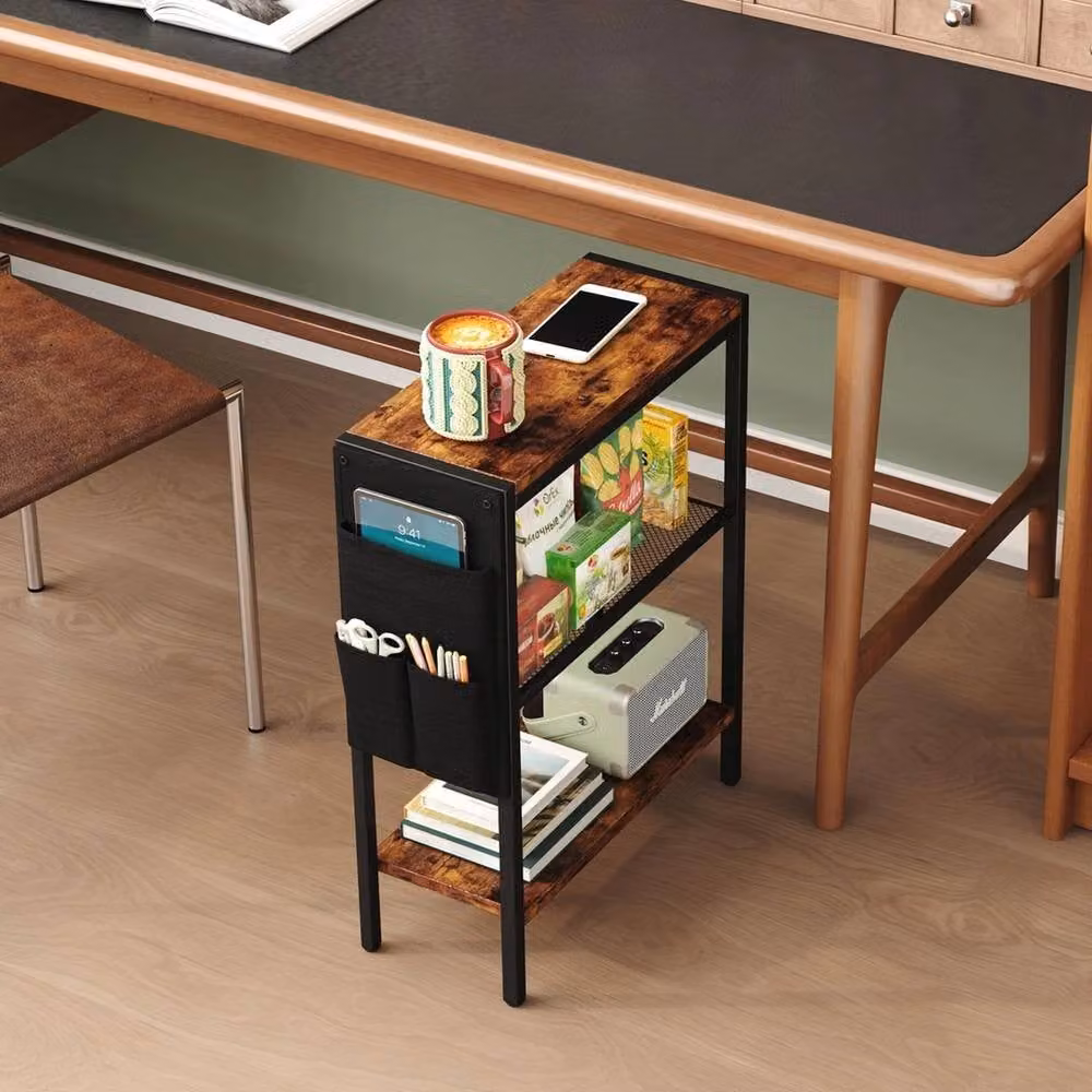 FORGEVIO Narrow Slim Side Table in Brown and Black – 3