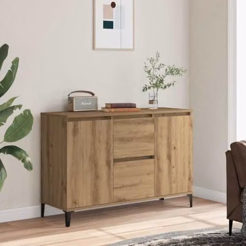 vidaXL Industrial Sideboard in Artisan Oak, Brown, W/D/H: 102 x 35 x 70 cm – 2