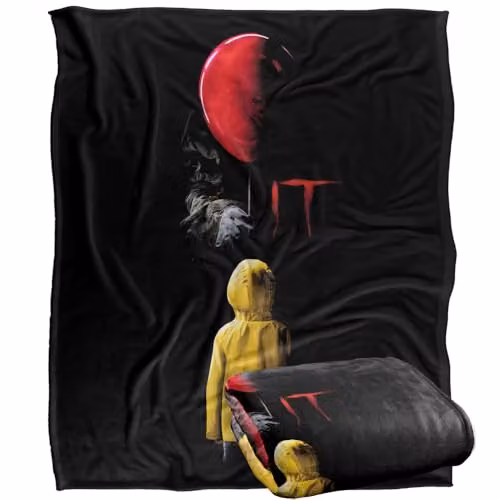 Warner Bros. IT 2017 Red Balloon Super Soft Fleece Throw Blanket, Multicolour, W: 152.4 cm x L: 152.4 cm – 1