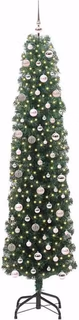Berkfield Home Artificial Christmas Tree with 300 Warm White LEDs and Stand, Green