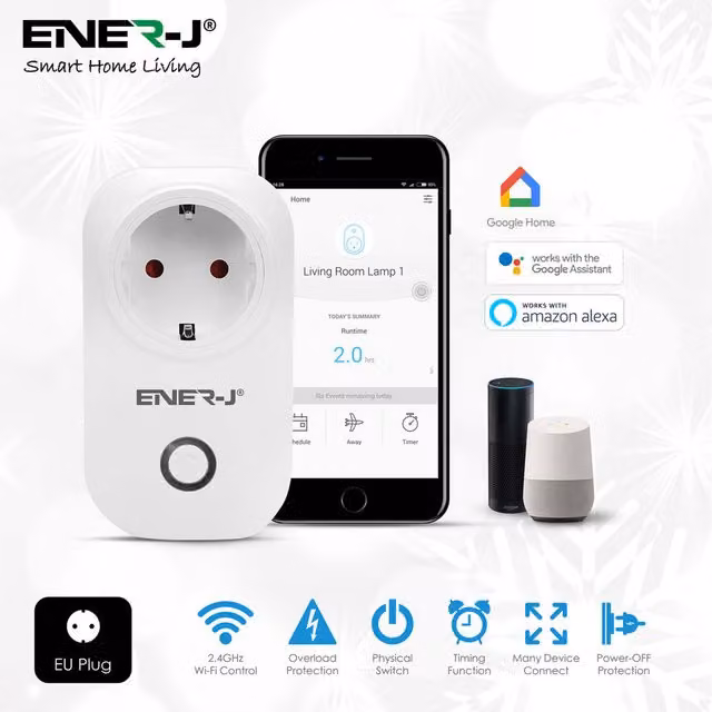 ENER-J Pack of 3 WiFi Smart Plugs with Energy Monitor, White