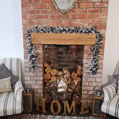 Samuel Alexander 2.7m Snow Flocked Woodcote Fir Christmas Garland in Green – 2