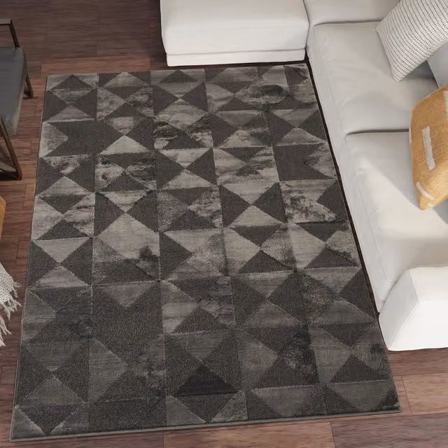 Desire Rugs Hamilton Modern Mosaic Geometric Triangle Design Area Rug in Grey, W: 170 cm x D: 120 cm x H: 1.3 cm