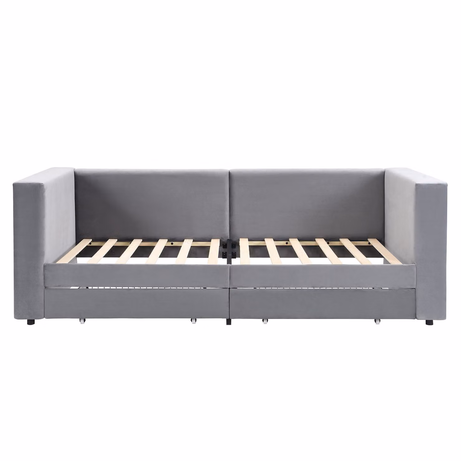 Aosom Grey Upholstered Single Daybed Sofa Bed with 2 Storage Drawers, W/D/H: 101 x 223.5 x 74.5 cm – 2