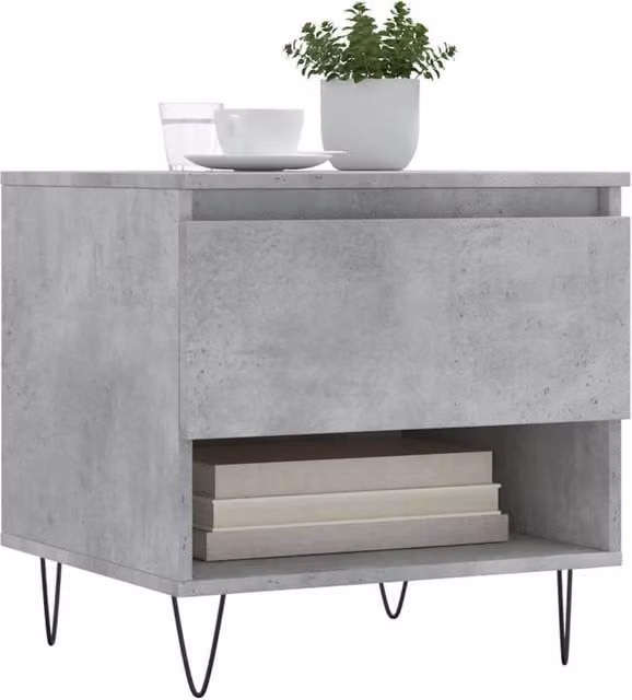 Berkfield Home Modern Coffee Table Set of 2 in Concrete Grey, W/D/H: 50 x 46 x 50 cm