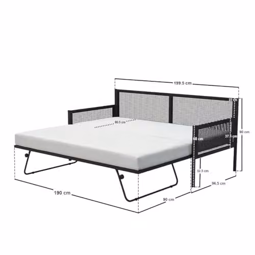 Flair Furnishings Clay and Black Metal Daybed with Trundle – 2