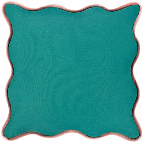 Heya Home Wiggle Reversible Velvet Cushion in Green and Pink, W/D/H: 45 x 45 x 45 cm – 1