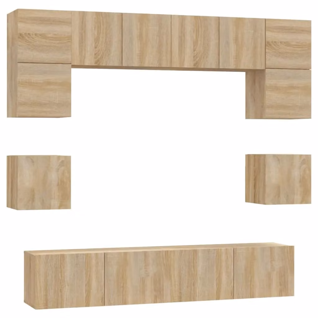 Berkfield Home 8 Piece Sonoma Oak TV Cabinet Set in Brown – 2