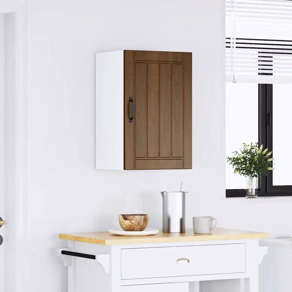 Berkfield Home Lucca Kitchen Wall Cabinet in Brown Oak with Glass Doors – 2