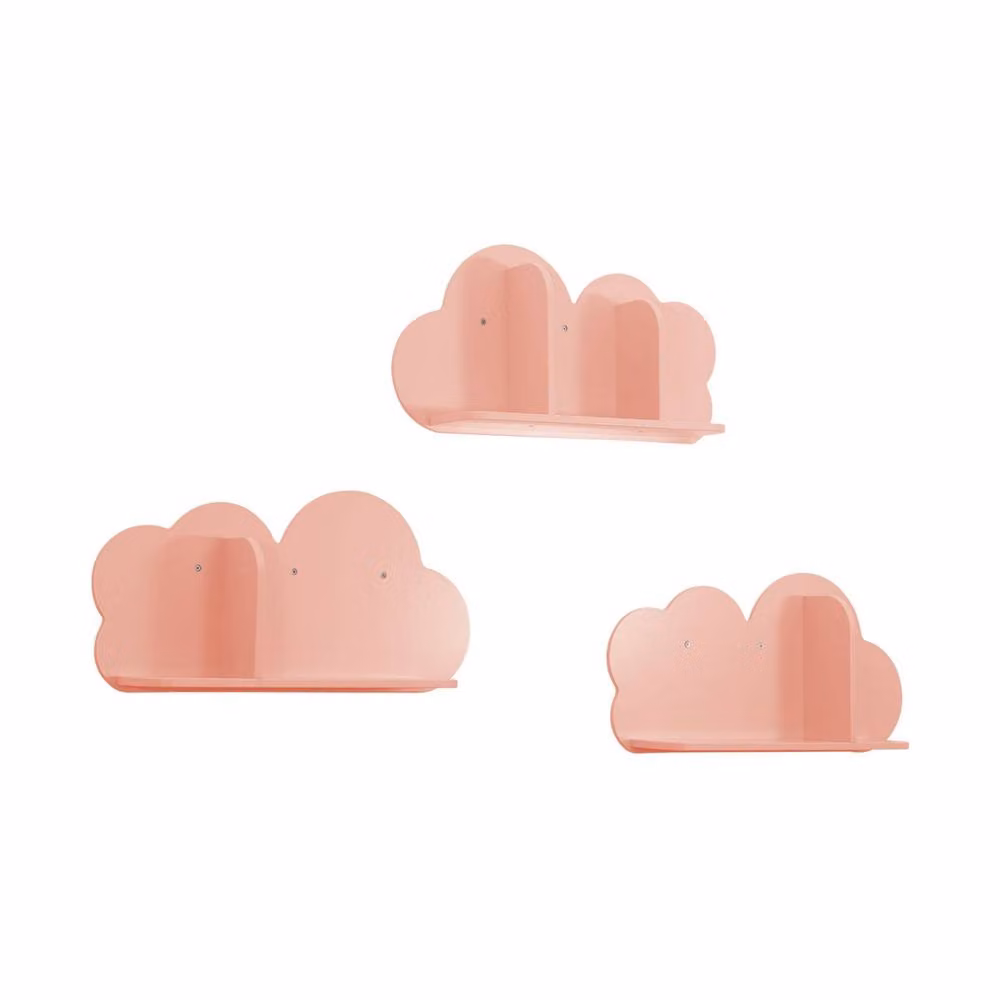 sweeek Set of 3 Cloud Wall Shelves for Children's Bedrooms in Pink – 2