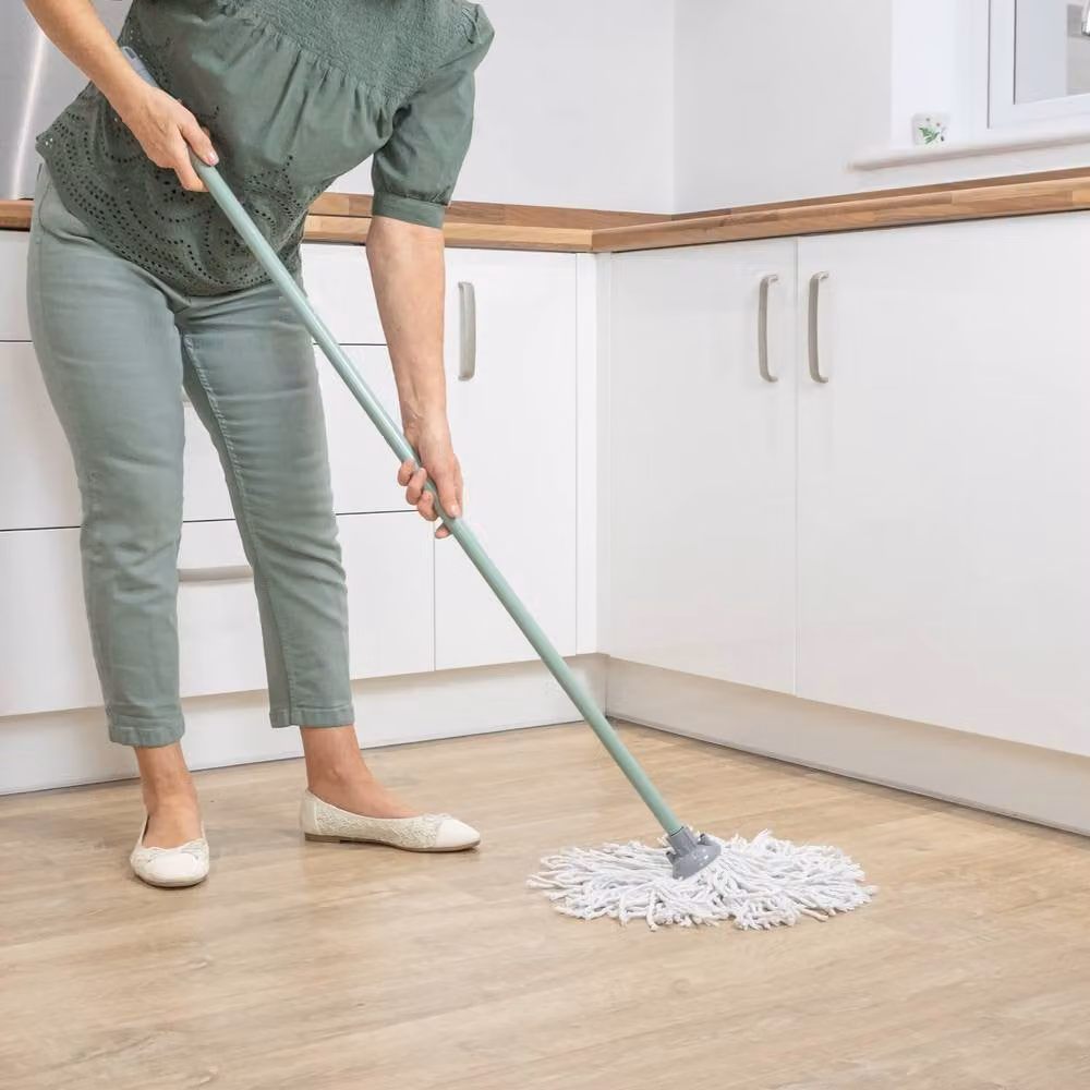 JVL Microfibre String Mop with 2 Replacement Heads, Grey and Green – 2