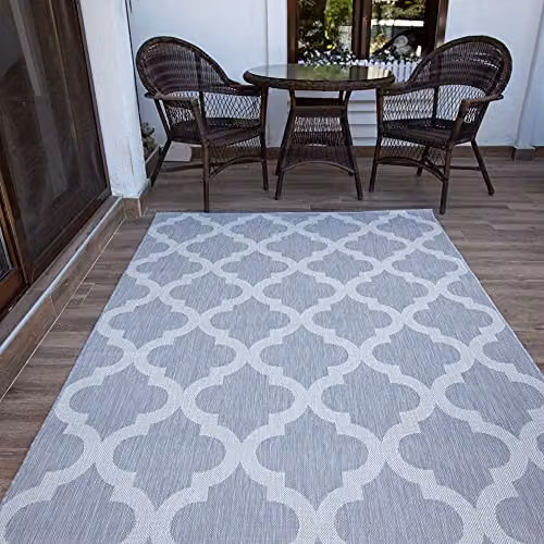 THE RUGS Moroccan Trellis Geometric Indoor and Outdoor Rug, Grey, W: 120 cm, D: 170 cm – 5