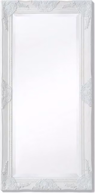 Berkfield Home Antique Baroque Style Rectangular Wall Mirror, White, W: 100 cm, H: 50 cm – 1