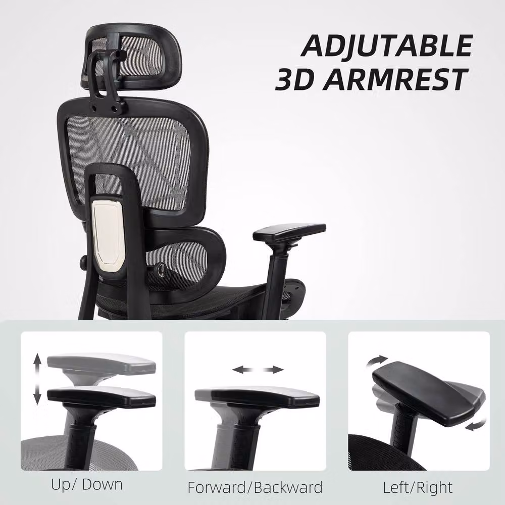 STILVORA Black Fabric Task Chair with Headrest and Armrests – 8