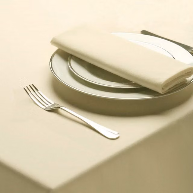 Belledorm Amalfi Rectangular Plain Tablecloth in White and Beige, Stain Repellent and Machine Washable