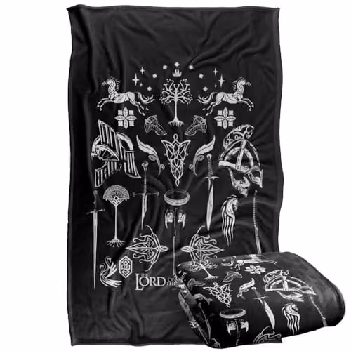 Warner Bros. Lord of the Rings Icons Silky Touch Super Soft Fleece Throw Blanket, Multicolour – 1
