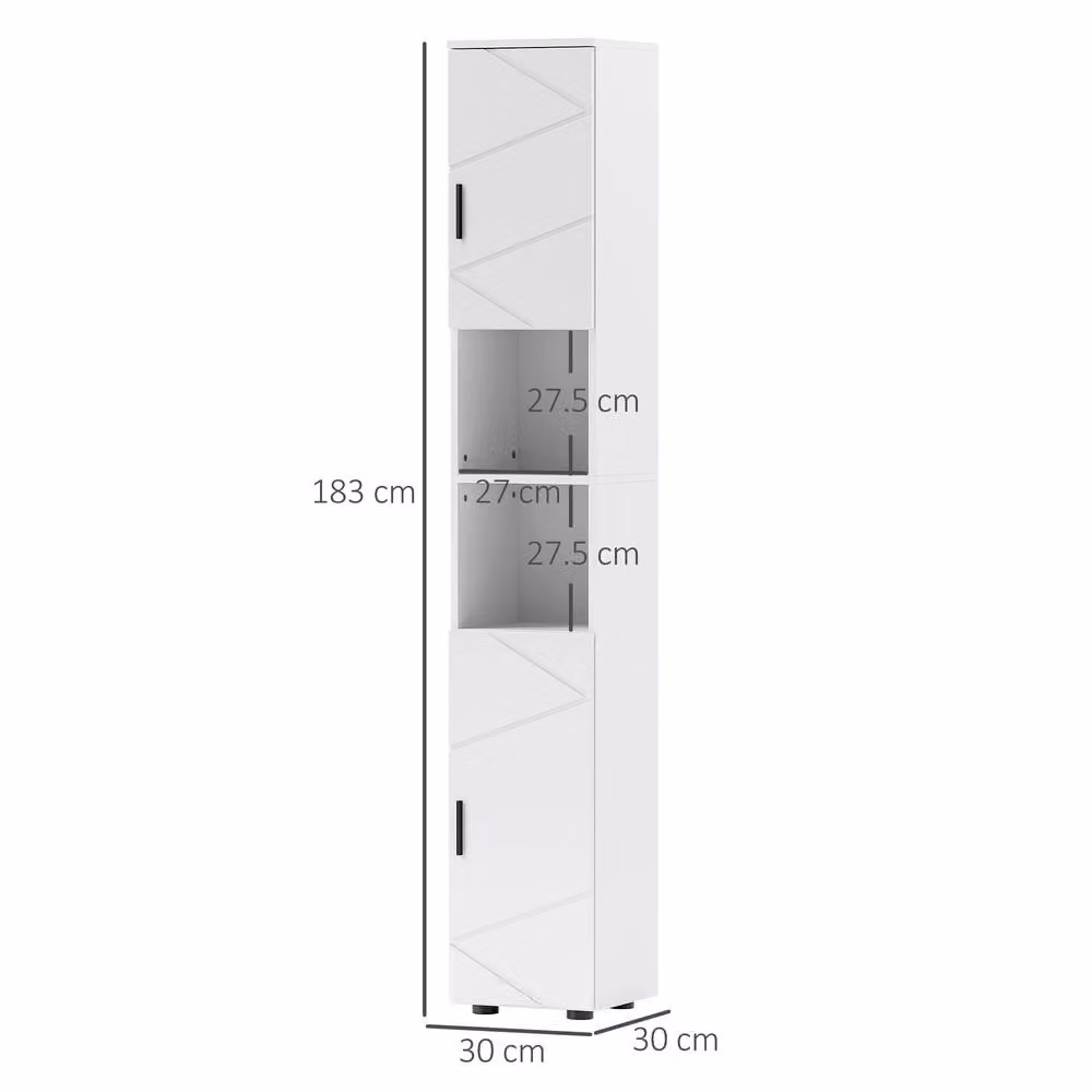 STILVORA White Lacquered Bathroom Storage Cabinet with Soft-Close Hinged Doors and Internal Shelves – 2
