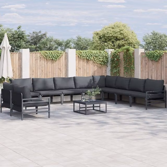Berkfield Home 11 Piece Modern Garden Sofa Set in Anthracite and Multicolour Metal – 1