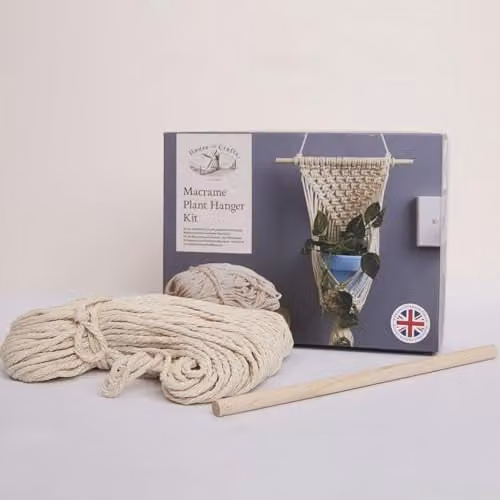 House Of Crafts Macrame Plant Hanger Single Craft Kit in Beige – 3