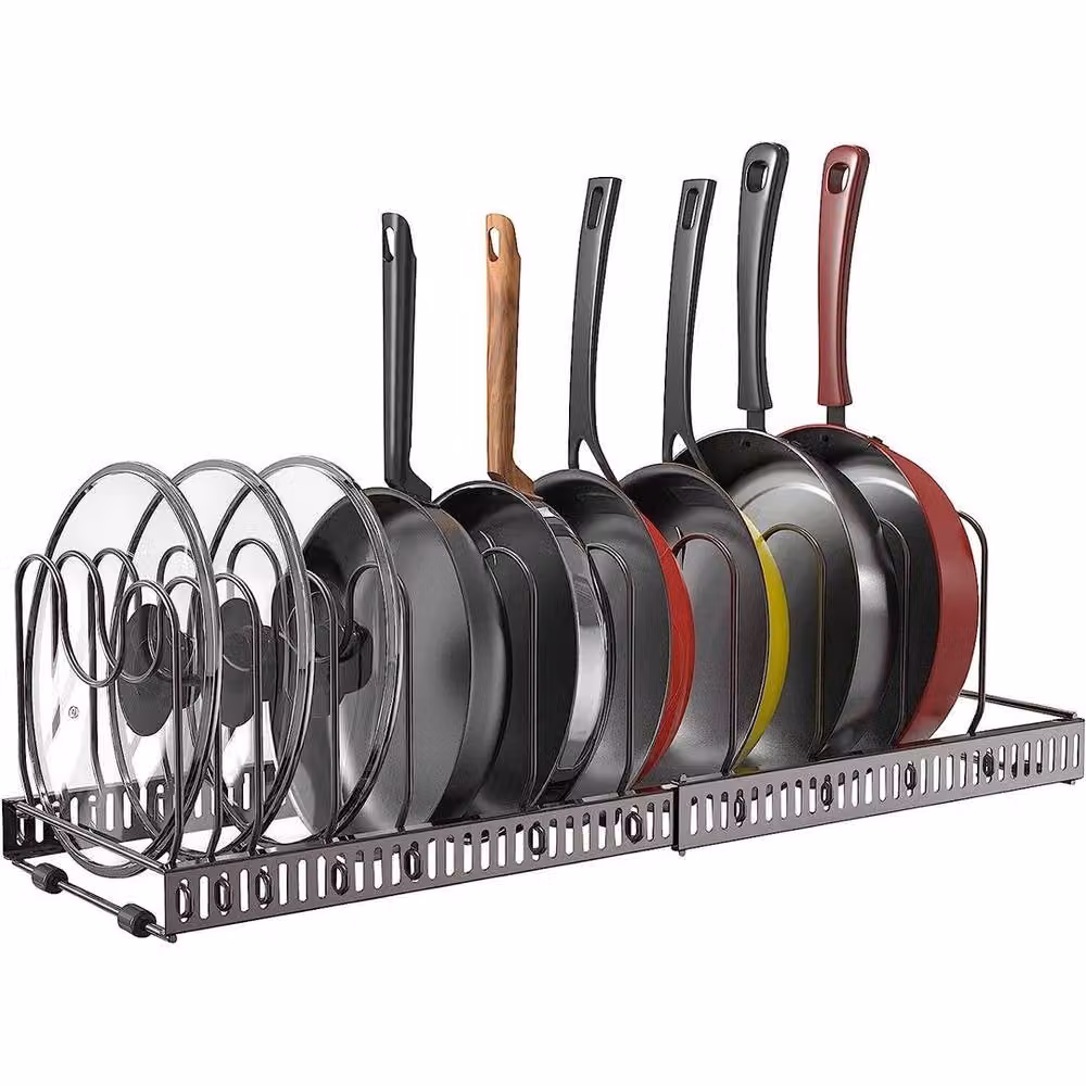 KORVIXA Extendable Metal Pot Lid Rack and Saucepan Storage Organiser in Black – 3