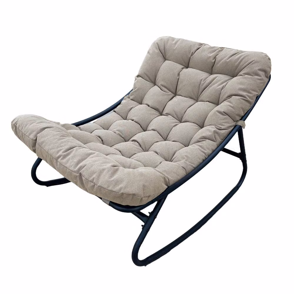 Artemis Home Solace Outdoor Rocking Chair and Stool Set in Brown and Beige – 2