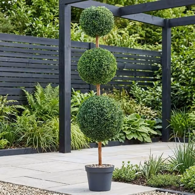Garden Greatness Trio Triple Ball Artificial Topiary Tree in Green and Multicolour