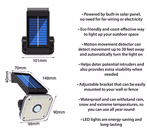 St Helens Home & Garden Solar Powered LED Outdoor Security Floodlight with Motion Sensor and Adjustable Bracket in Black – 2
