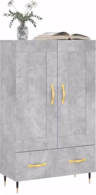Berkfield Home Modern Highboard in Concrete Grey with Hinged Doors and Drawers, W/D/H: 69.5 x 31 x 115 cm